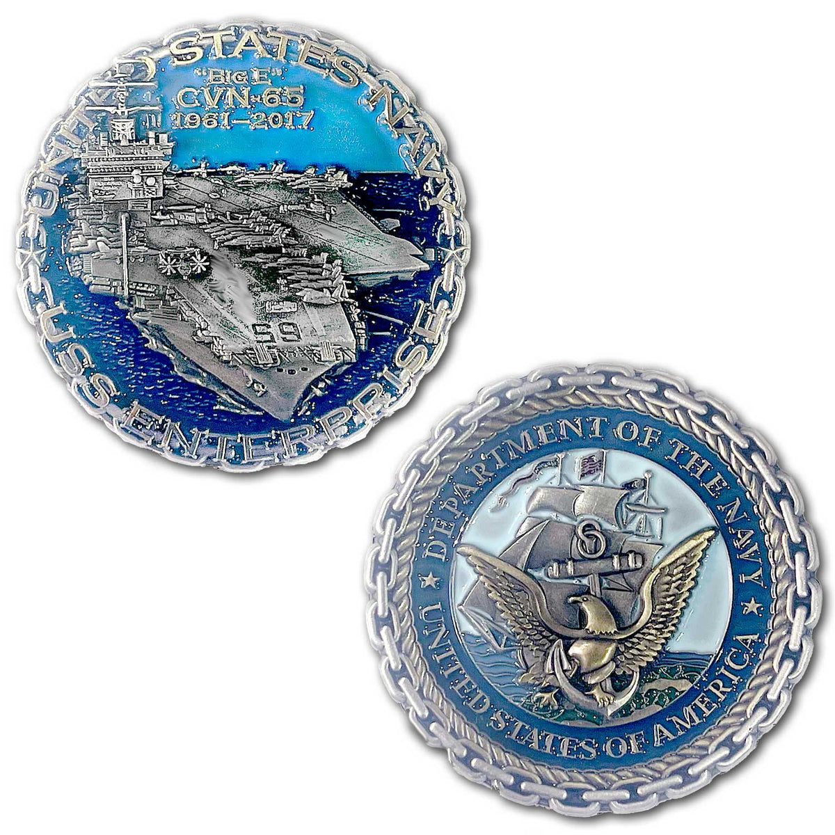 US Navy CV-65 Enterprise Aircraft Carrier Collectible Challenge Coin