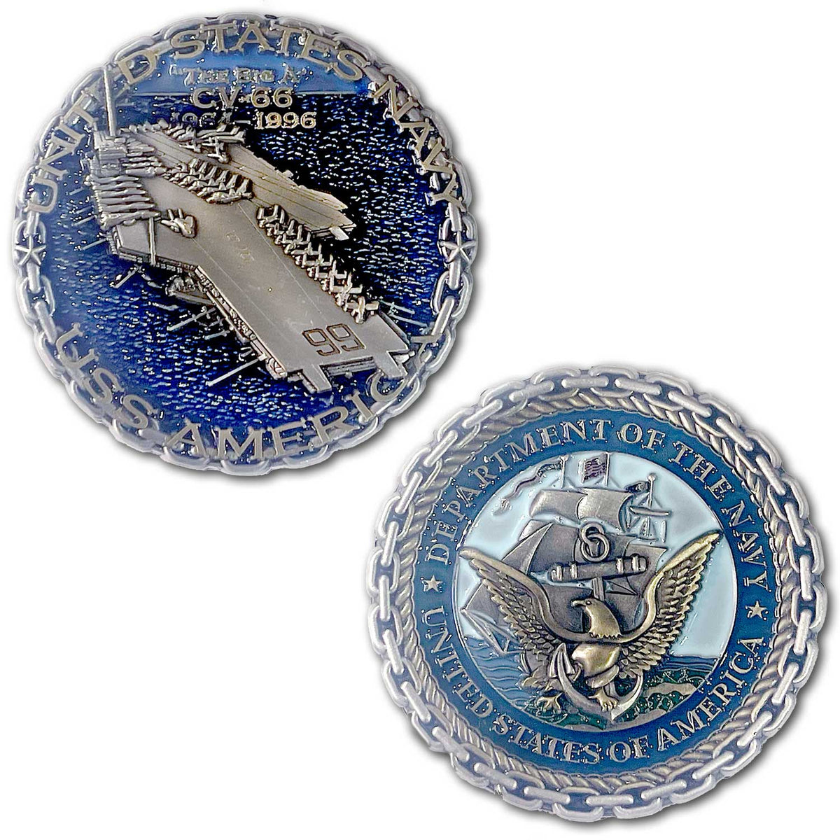 US Navy CVN-66 America Aircraft Carrier Collectible Challenge Coin
