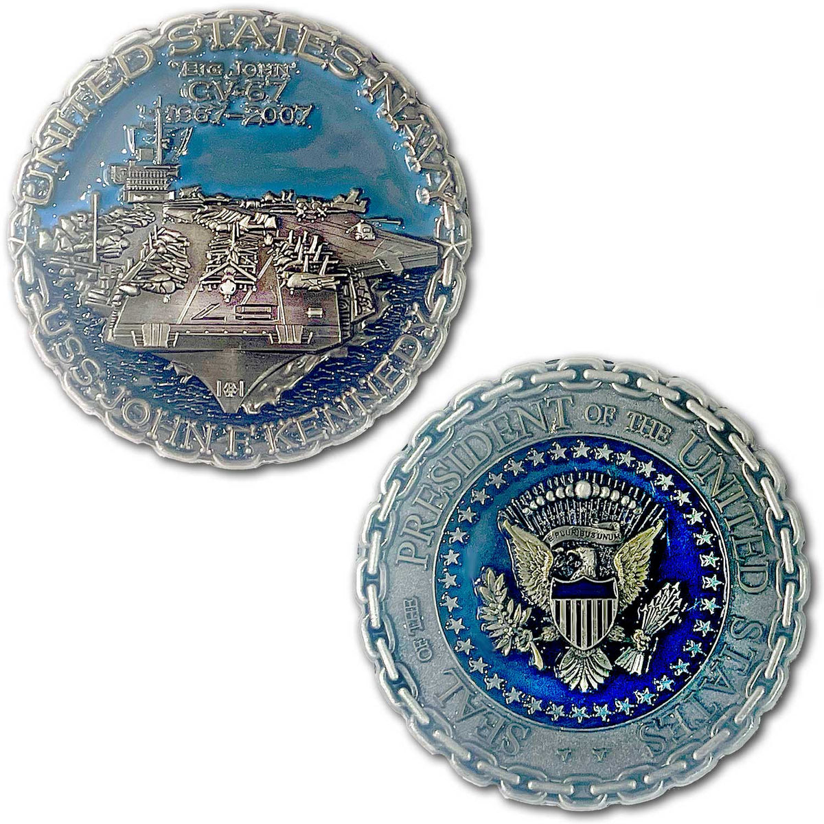 US Navy CVN-67 John F. Kennedy Aircraft Carrier Collectible Challenge Coin