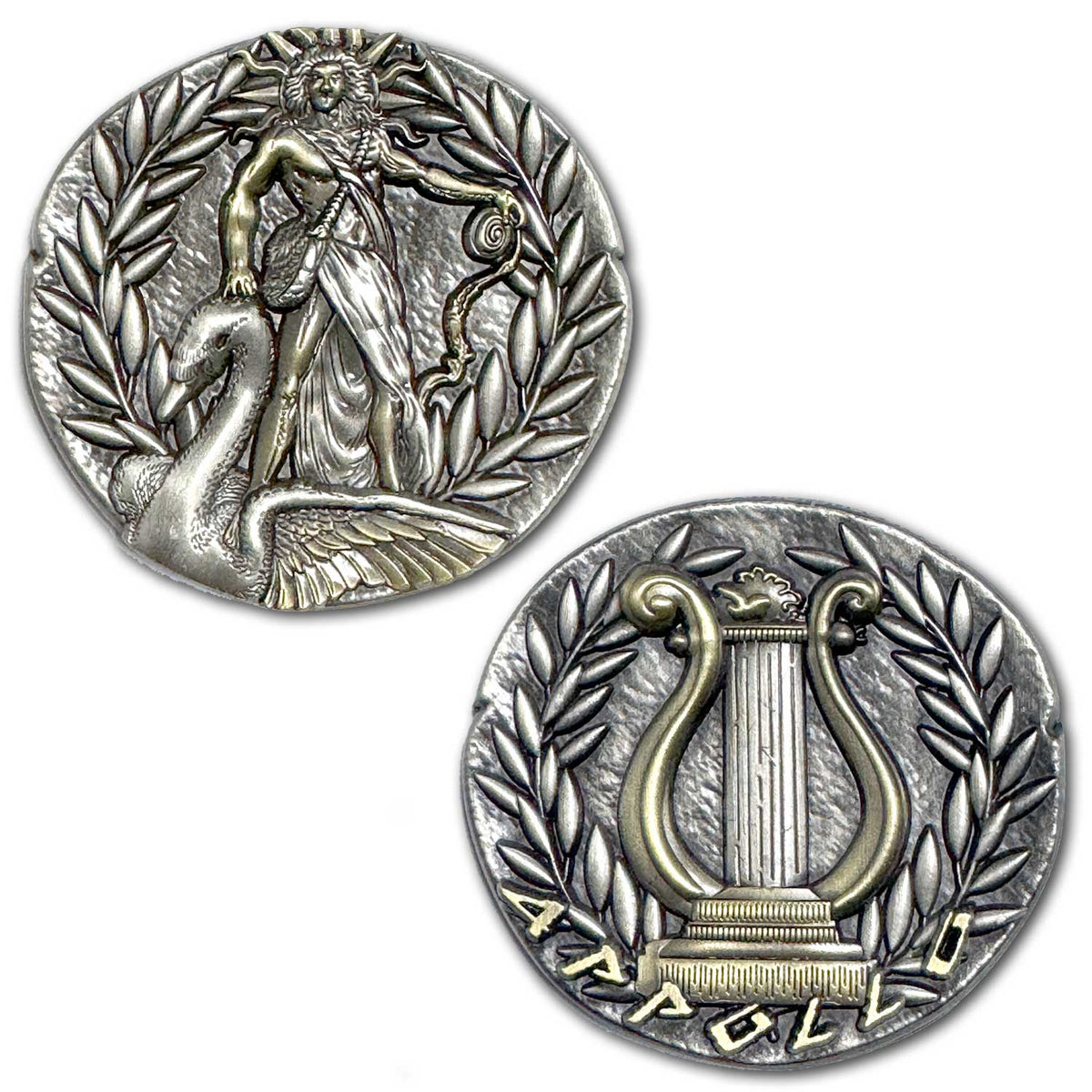 Apollo Greek God of Oracles, Healing, Archery, Music, Swan Ancient Collectible Coin