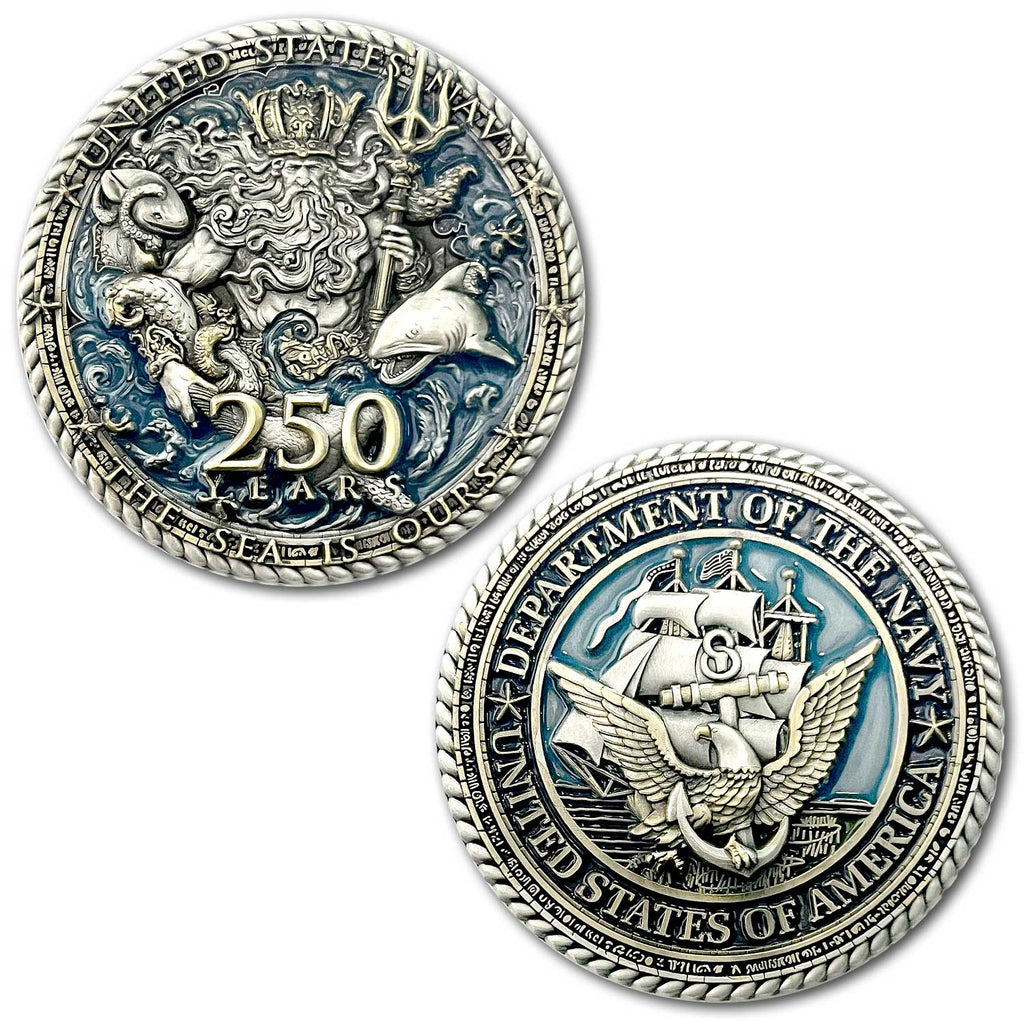 US Navy 250th Anniversary Birthday King Neptune Veteran Collectible Challenge Coin