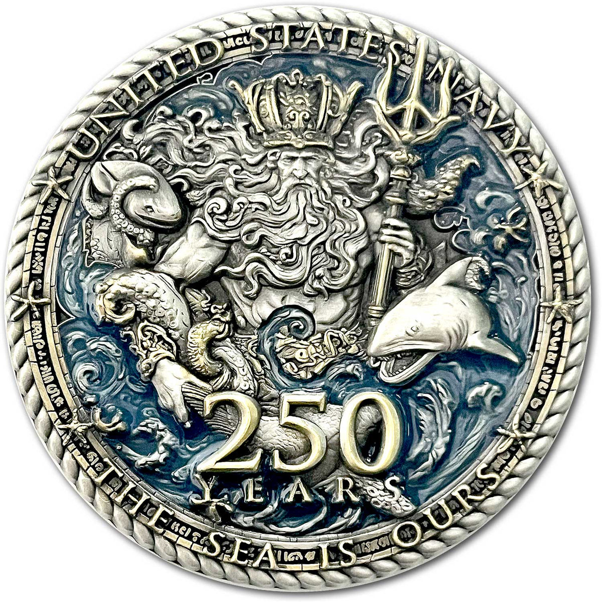 US Navy 250th Anniversary Birthday King Neptune Veteran Collectible Challenge Coin