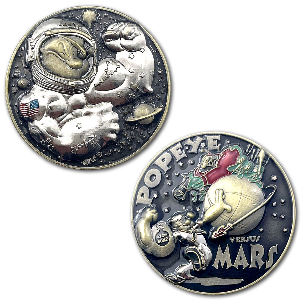 Popeye the Sailor Verses Mars Space Force Collectible Challenge Coin