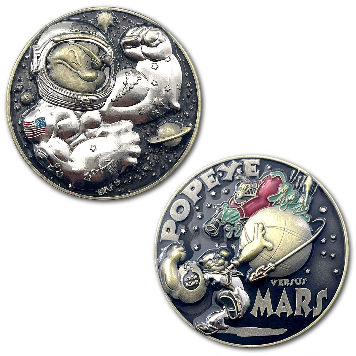 Popeye the Sailor Verses Mars Space Force Collectible Challenge Coin