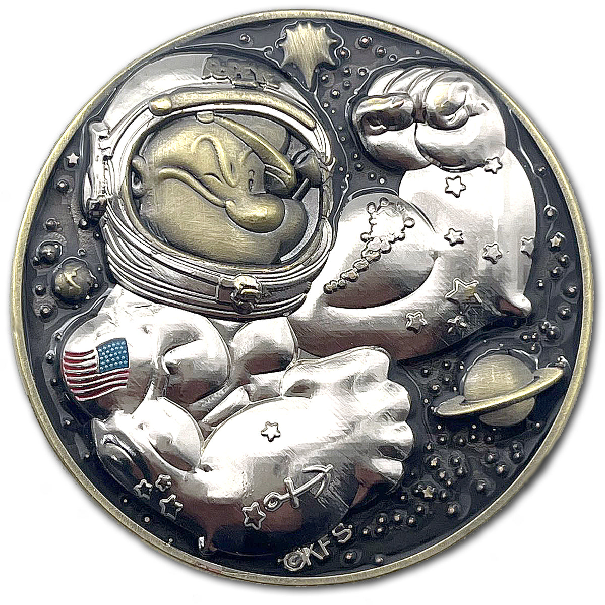 Popeye the Sailor Verses Mars Space Force Collectible Challenge Coin