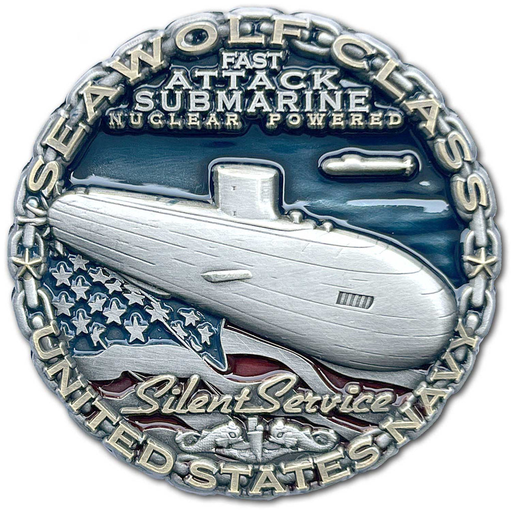 Seawolf Class Fast Attack Nuclear Submarine US Navy Collectible Challenge Coin