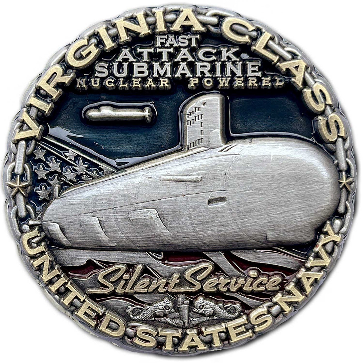 Virginia Class Fast Attack Nuclear Submarine US Navy Collectible Challenge Coin