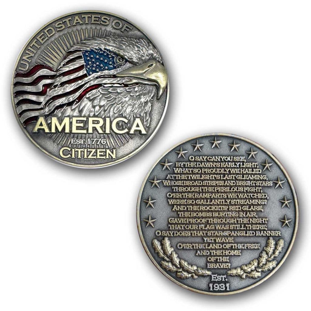 National Anthem US Citizen Since 1776 Collectible Challenge Coin