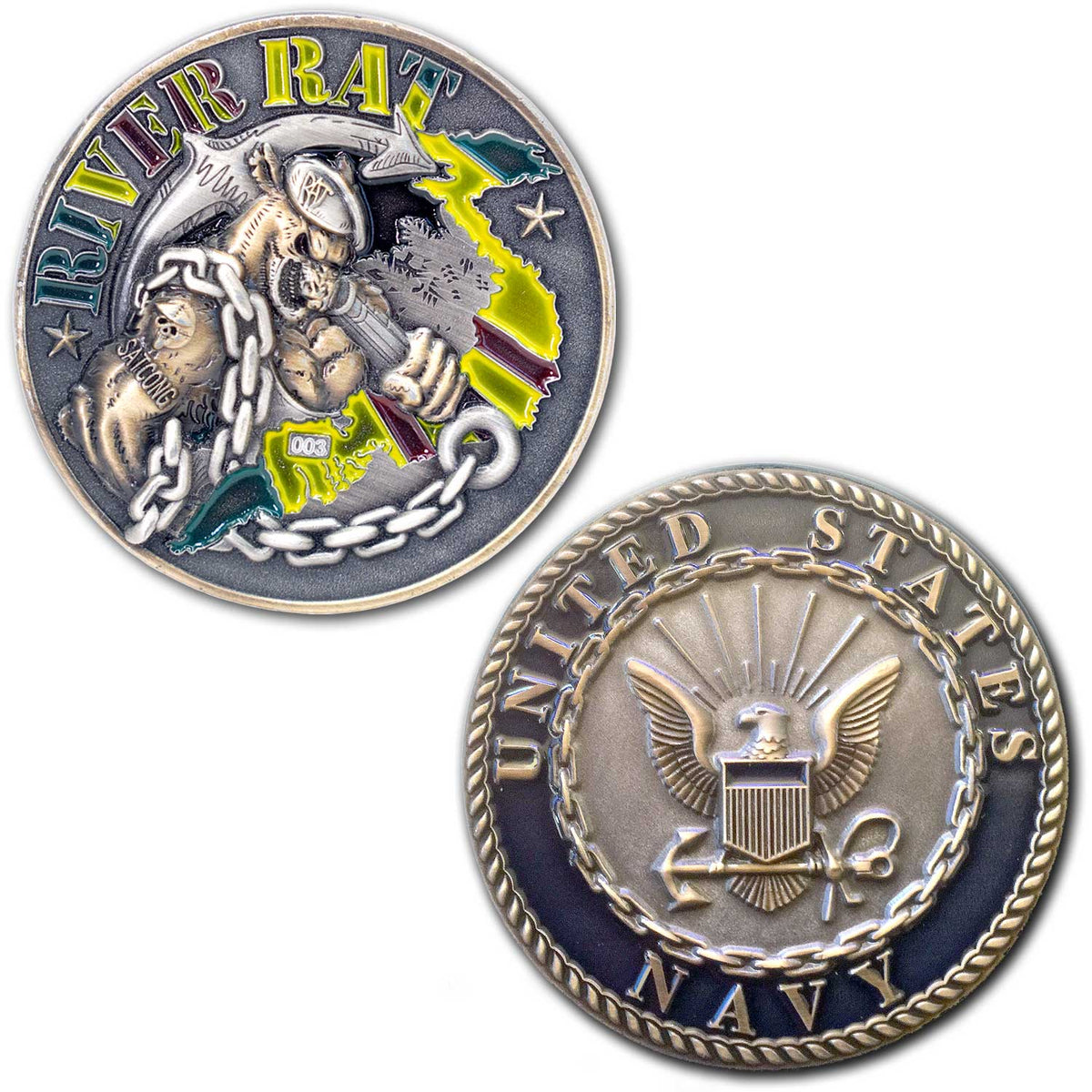 US Navy Vietnam River Rat Challenge Coin
