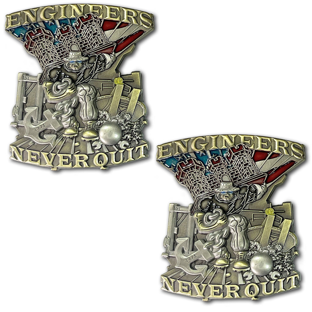 Engineers Never Quit Army Veteran Collectible Challenge Coin