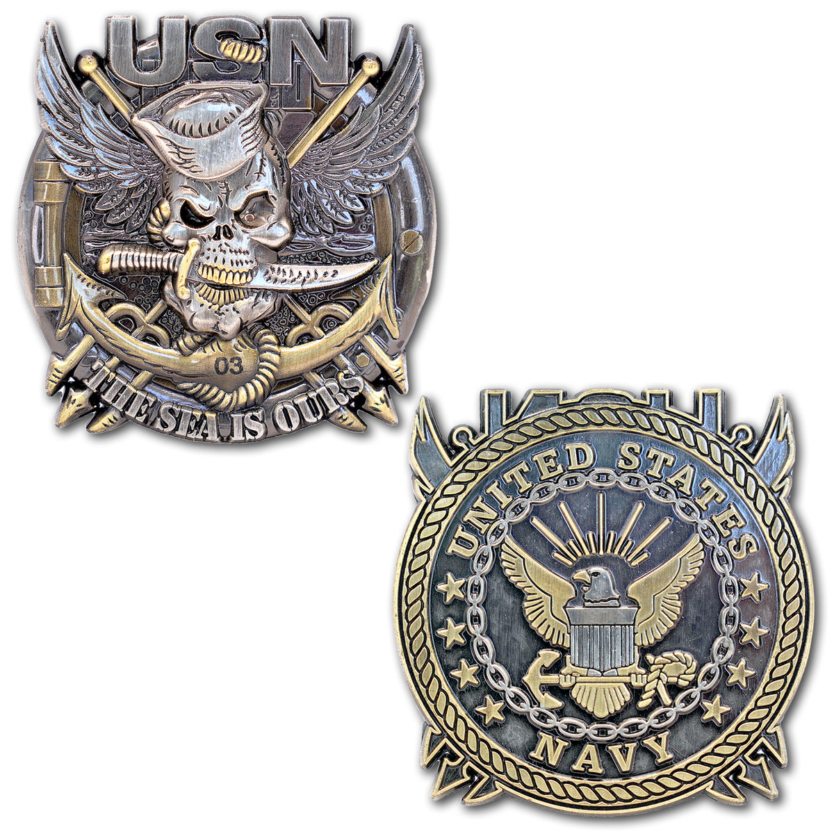 US Navy Jolly Roger The Sea is Ours Collectible Challenge Coin