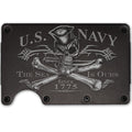 The Sea is Ours Jolly Roger US Navy Custom Laser Engraved Metal-Plate Cardholder Men’s Wallet