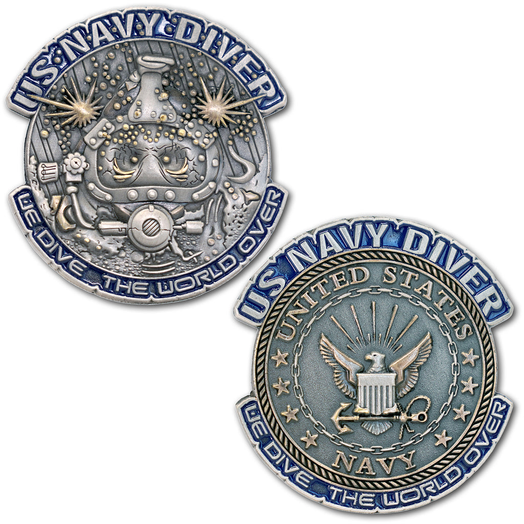 US Navy Diver Veteran We Dive The World Over Collectible Challenge Coin