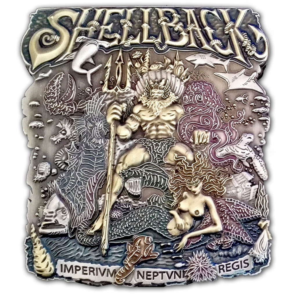 Shellback King Neptune Court and Mermaid Crossing the Equator Collectible Challenge Coin