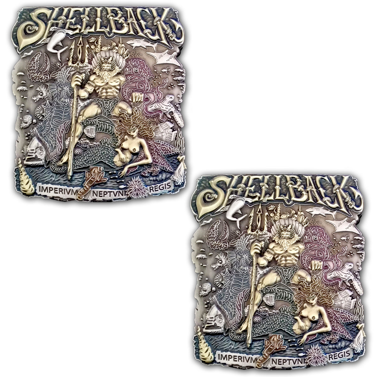 Shellback King Neptune Court and Mermaid Crossing the Equator Collectible Challenge Coin