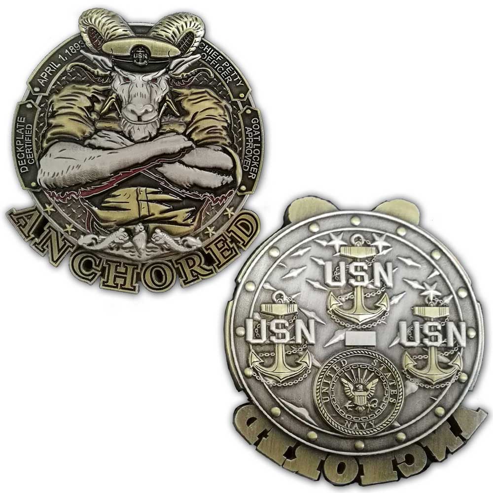 Navy Chief Anchored Submarine Warfare US Navy Collectible Challenge Coin