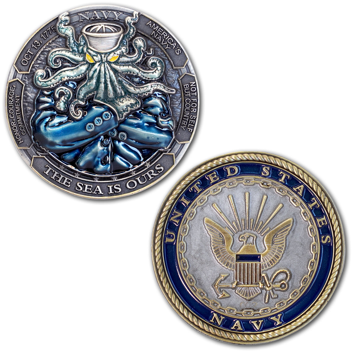 Navy Squid The Sea Is Ours US Navy Veteran Collectible Challenge Coin