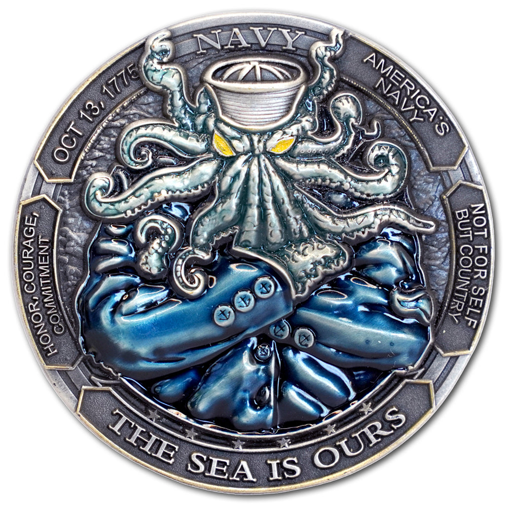 Navy Squid The Sea Is Ours US Navy Veteran Collectible Challenge Coin