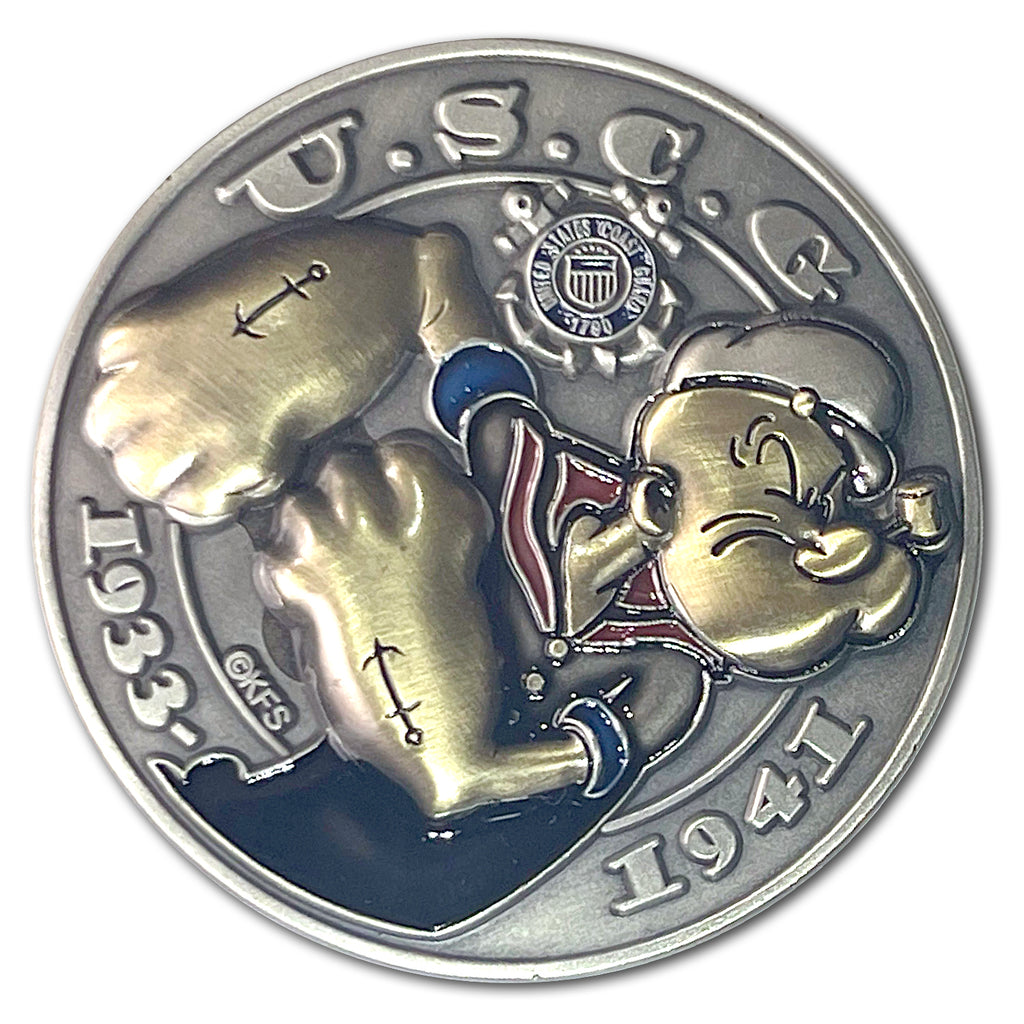 Popeye Double Headed US Navy Vs USCG Collectible Flip Coin