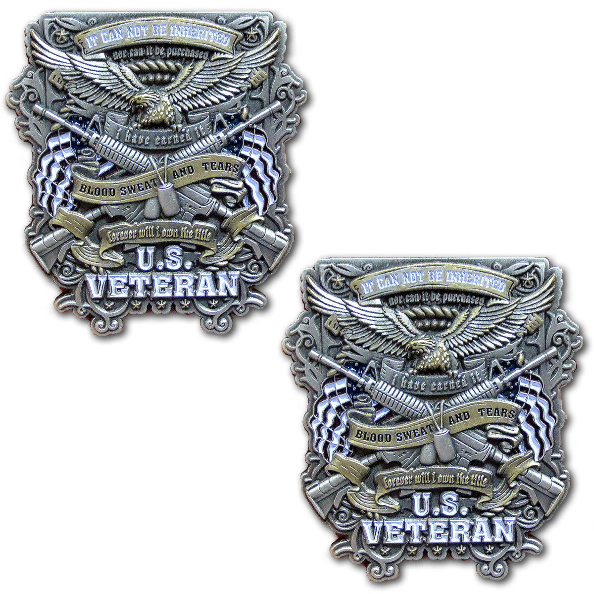 US Veteran Blood Sweat and Tears Military Collectible Challenge Coin