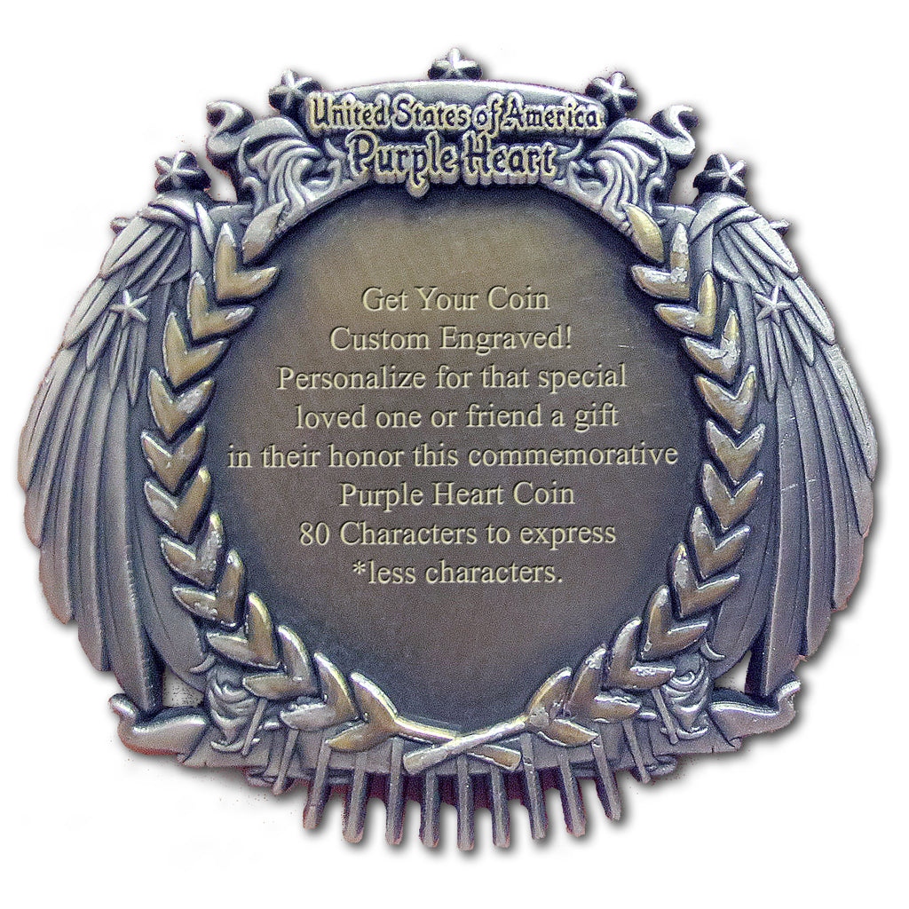 Purple Heart Veteran Custom Engraved Collectible Challenge Coin