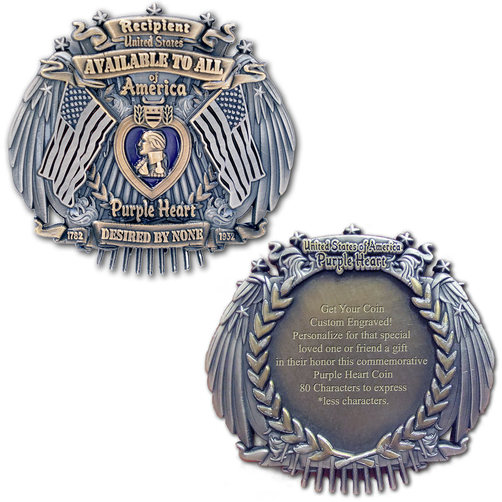 Purple Heart Veteran Custom Engraved Collectible Challenge Coin