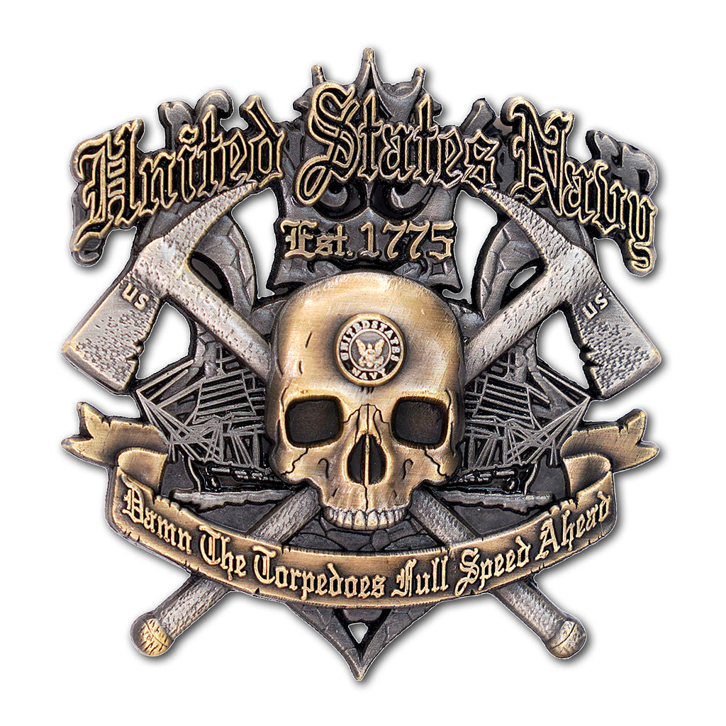 Damn The Torpedoes Full Steam Ahead US Navy Veteran Collectible Challenge Coin