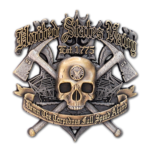 Damn The Torpedoes Full Steam Ahead US Navy Veteran Collectible Challenge Coin