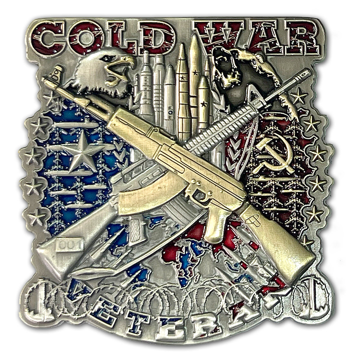 Cold War Veteran US Eagle vs USSR Soviet Bear Collectible Challenge Coin