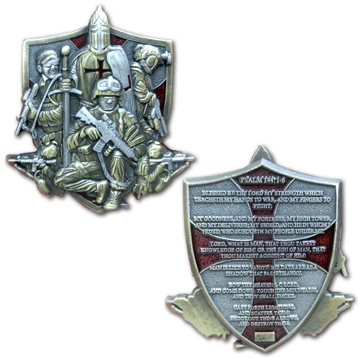 Blessed be the Name of the Lord Psalm 144:1 Veteran Collectible Prayer Challenge Coin