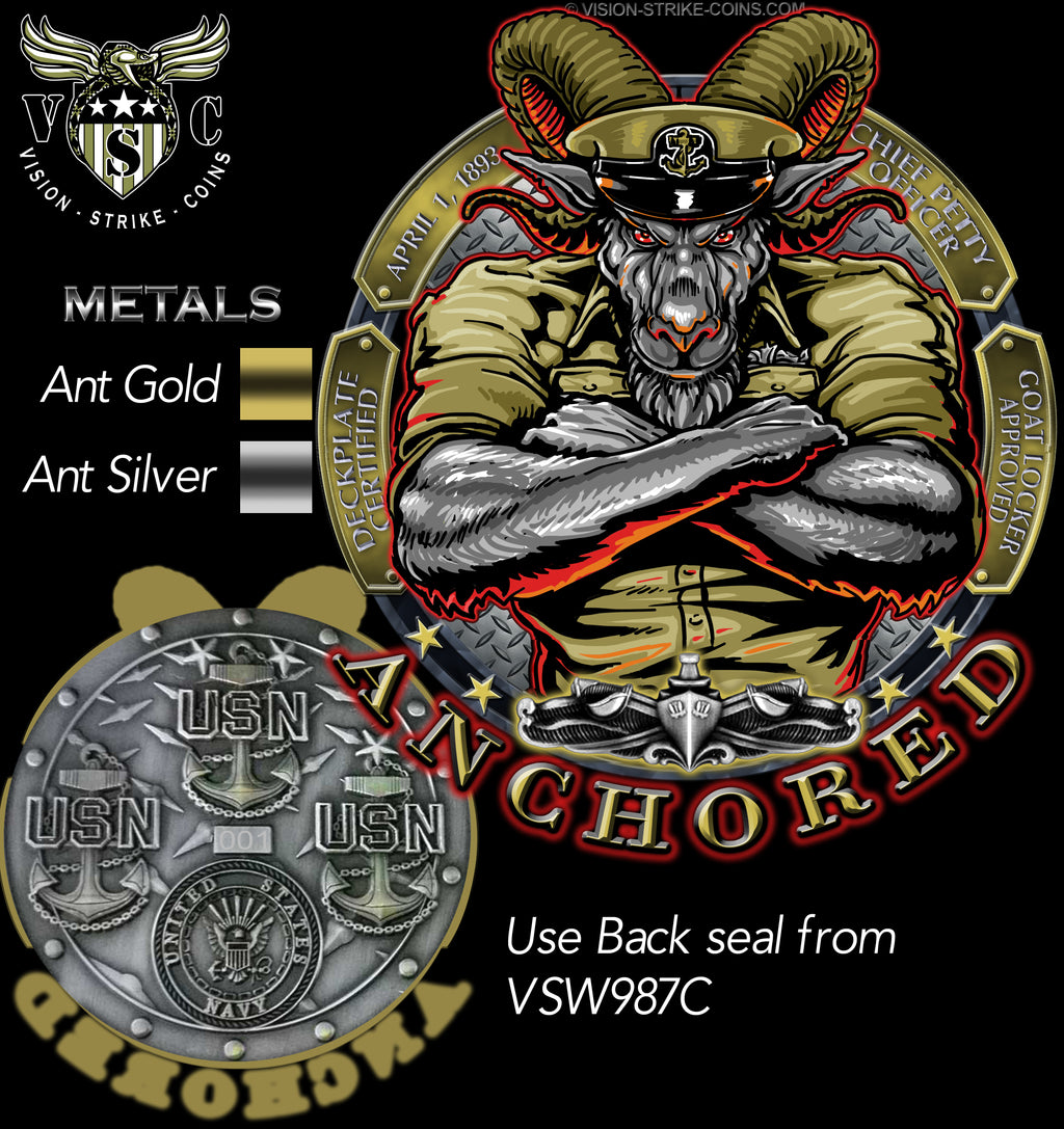 Navy Chief Surface Warfare US Navy Veteran Collectible Challenge Coin