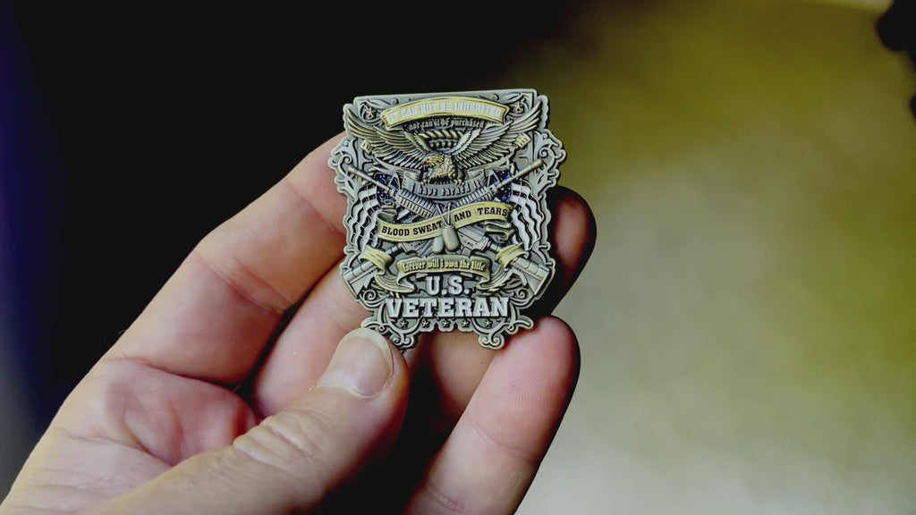 US Veteran Blood Sweat and Tears Military Collectible Challenge Coin