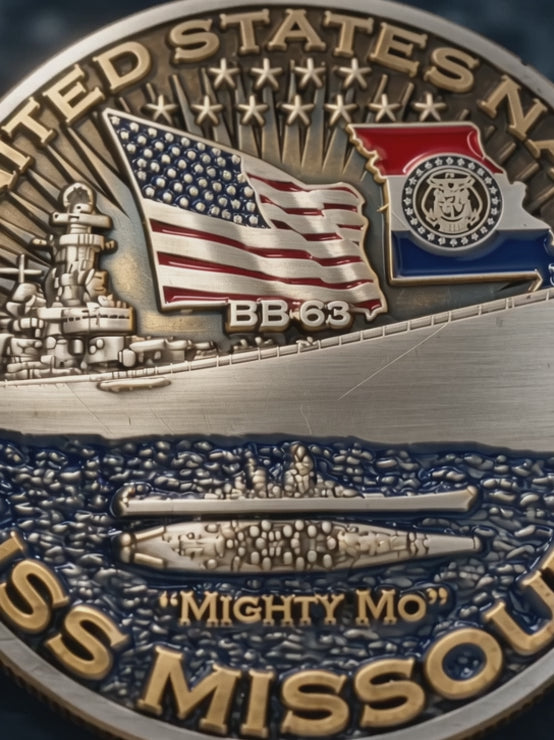 USS Missouri BB-63 Battleship World of Warships US Navy Collectible Challenge Coin