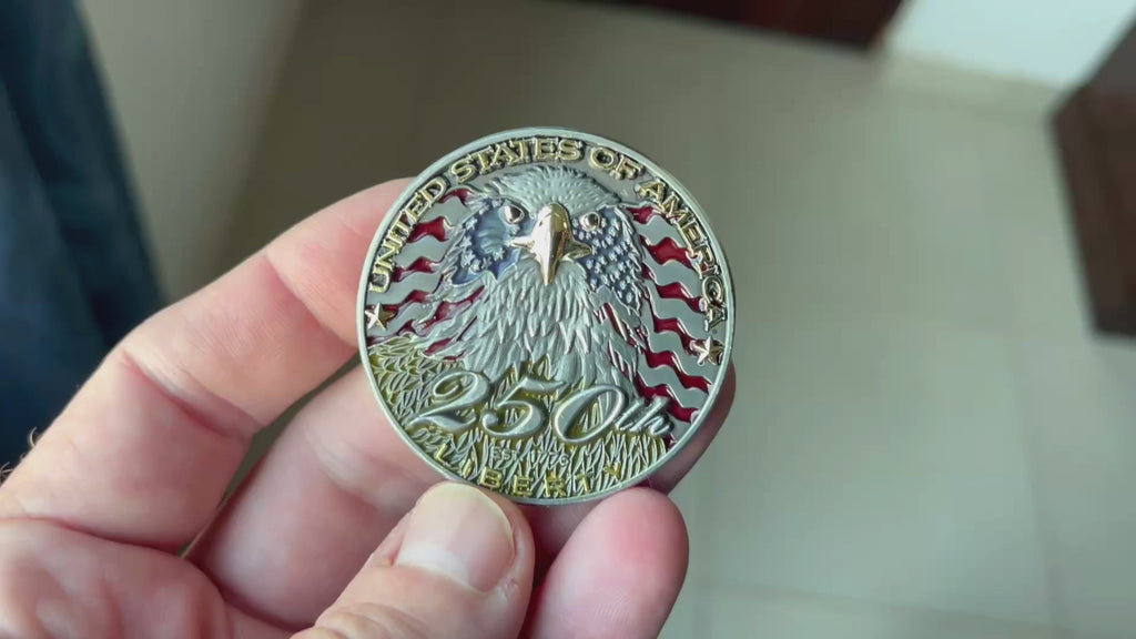USA 250th Anniversary Birthday Spirit of 76 Patriotic Collectible Challenge Coin