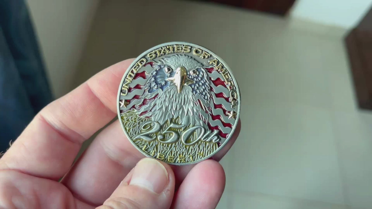 USA 250th Anniversary Birthday Spirit of 76 Patriotic Collectible Challenge Coin
