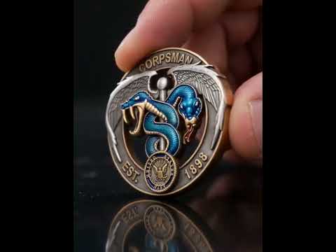 US Navy Corpsman Blue Green Flip Navy Challenge Coin